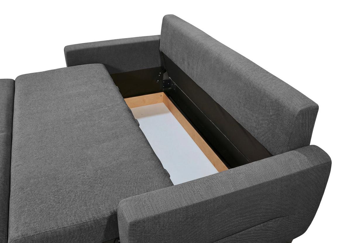 Schlafsofa Rio Elaris B: 192cm - Schwarz/Graphitfarben, MODERN, Textil (192/83/99cm) - MID.YOU
