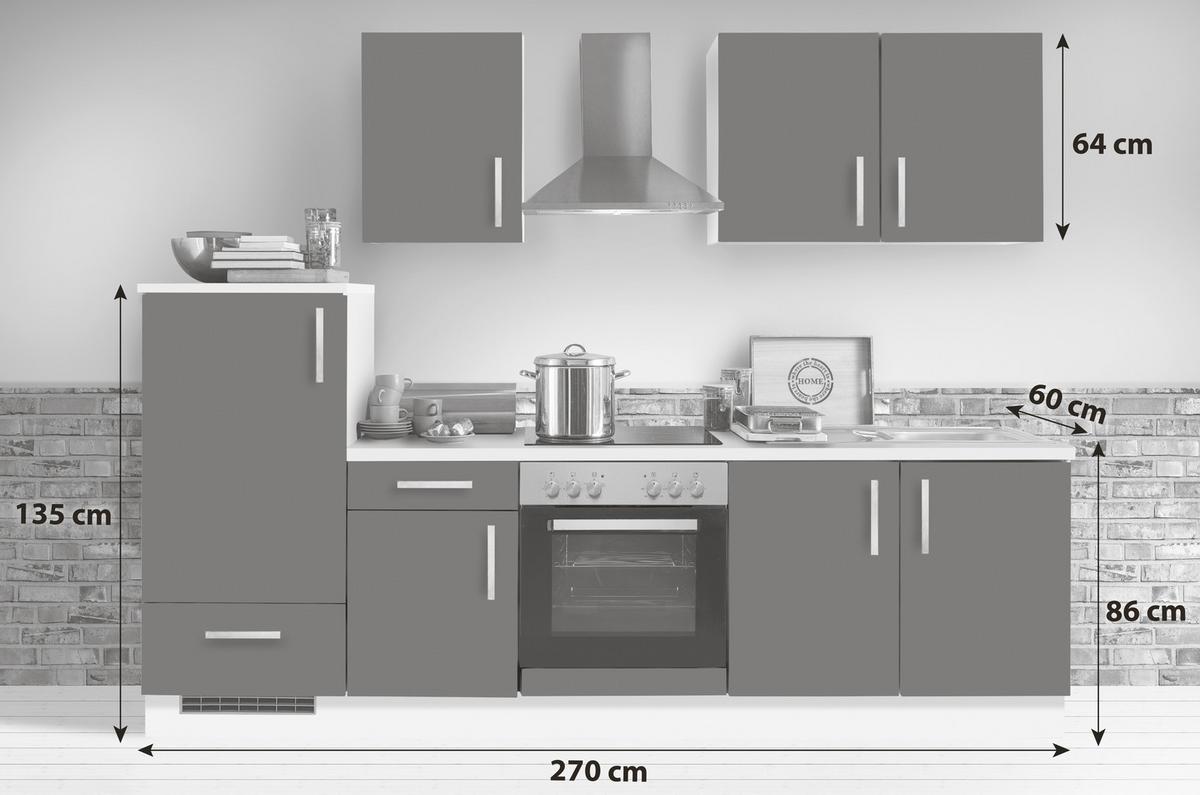 Küchenblock White-Premium - Weiß Hochglanz/Weiß, KONVENTIONELL, Holzwerkstoff (270cm) - Menke