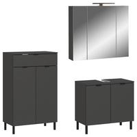 Badezimmer Arcena Graphitfarben 3-Teilig - Schwarz/Graphitfarben, MODERN, Holzwerkstoff (136cm) - Germania