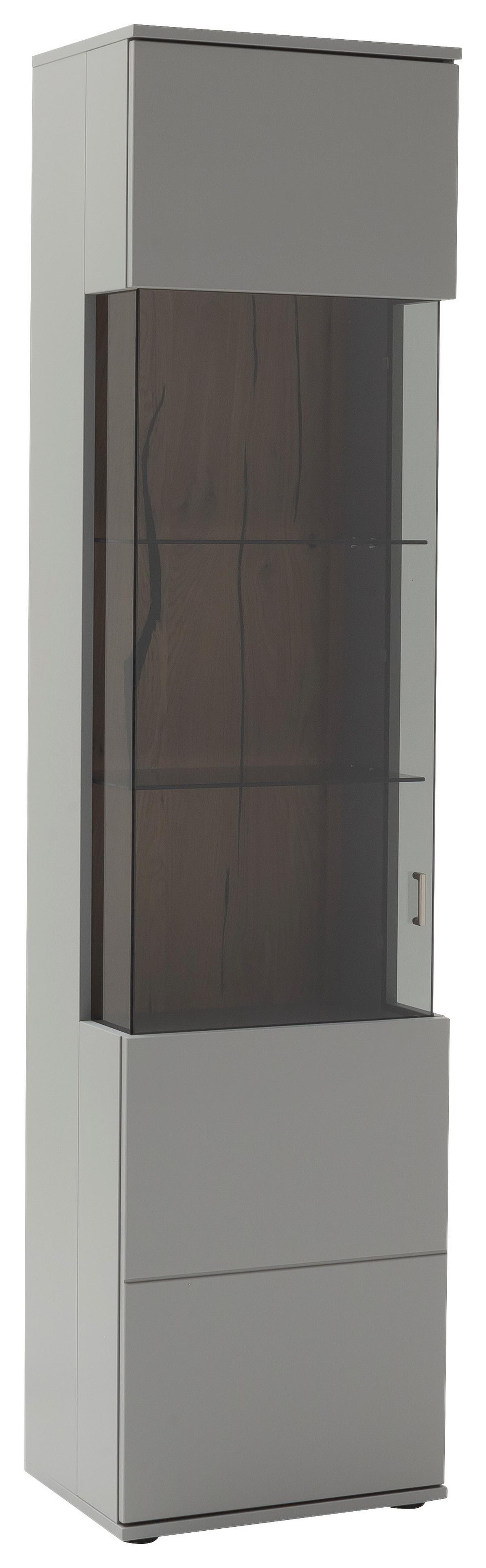 Vitrine Sevilla B: 50 cm Grau/Eichefarben - Eichefarben/Schwarz, Design, Glas/Holzwerkstoff (50/207/38cm) - MID.YOU