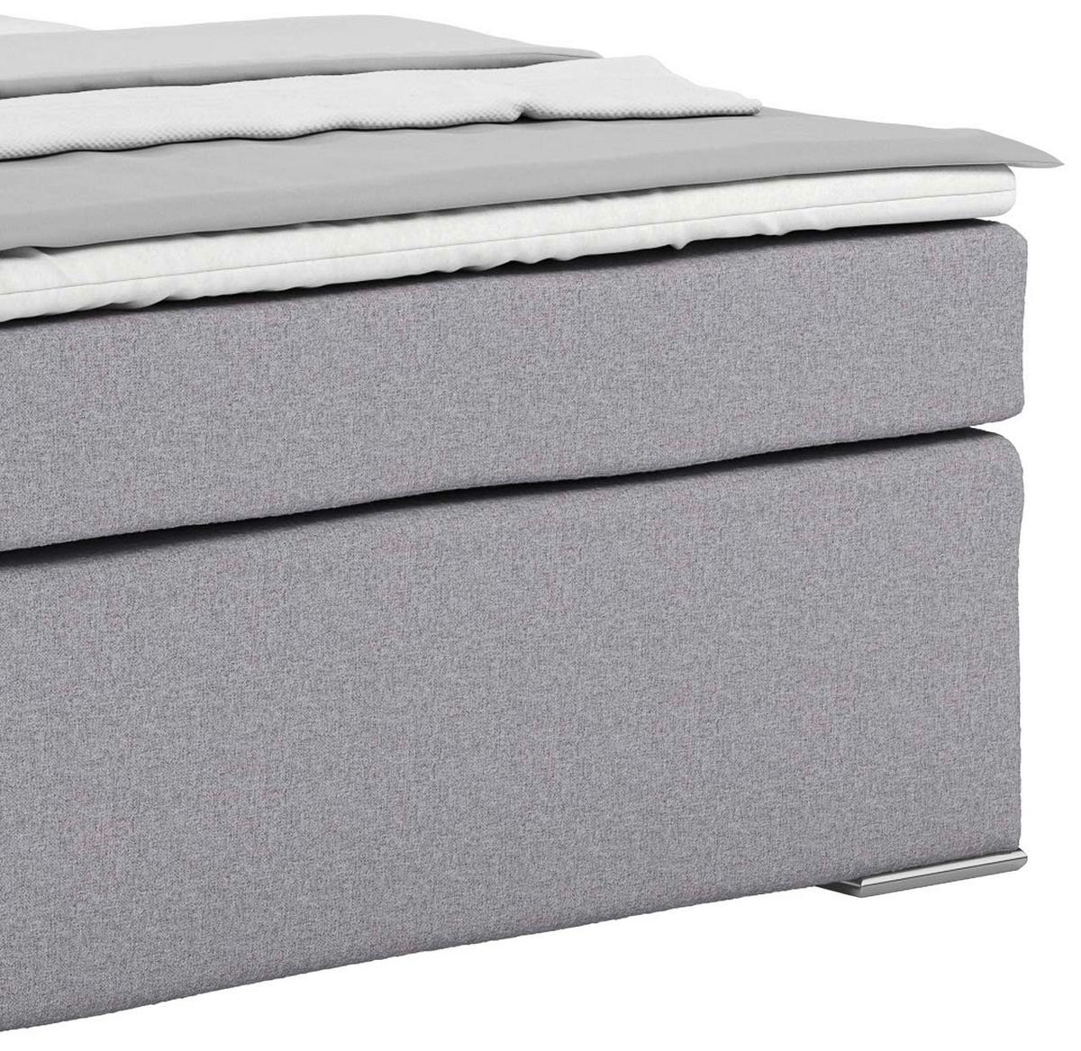 Postel Boxspring NERO PL: 140/200 cm, šedá/černá - světle šedá/barvy chromu, Konvenční, kov/textil (140/200cm)