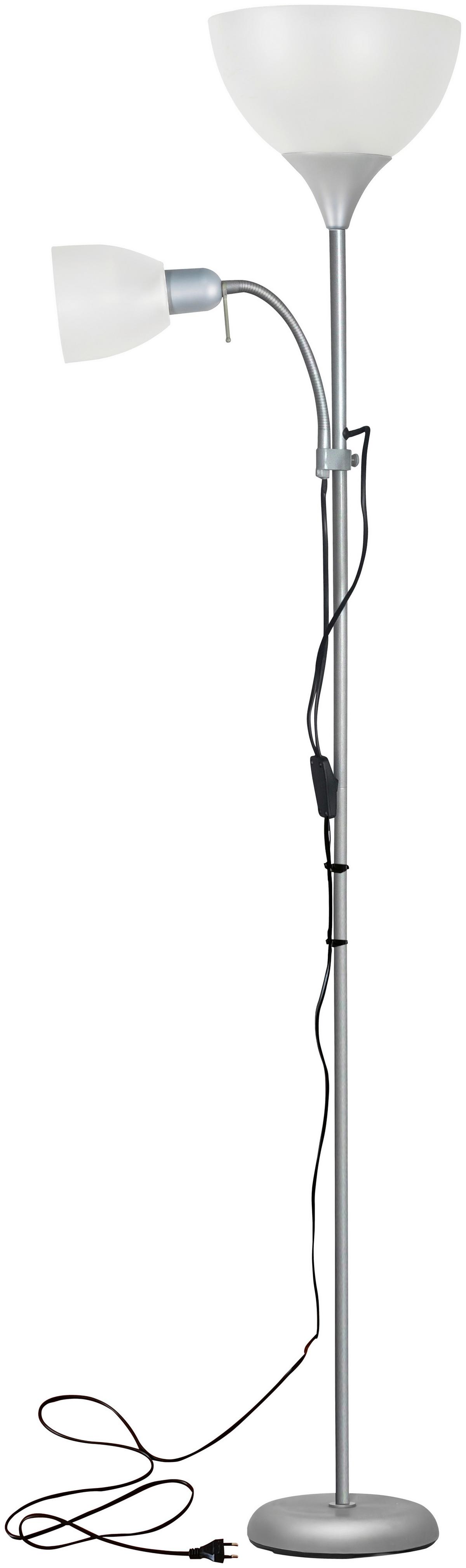 STOJACIA LAMPA VANESSA 2 -BASED- - biela/strieborná, Basics, kov/plast (42/180/21cm) - Mömax