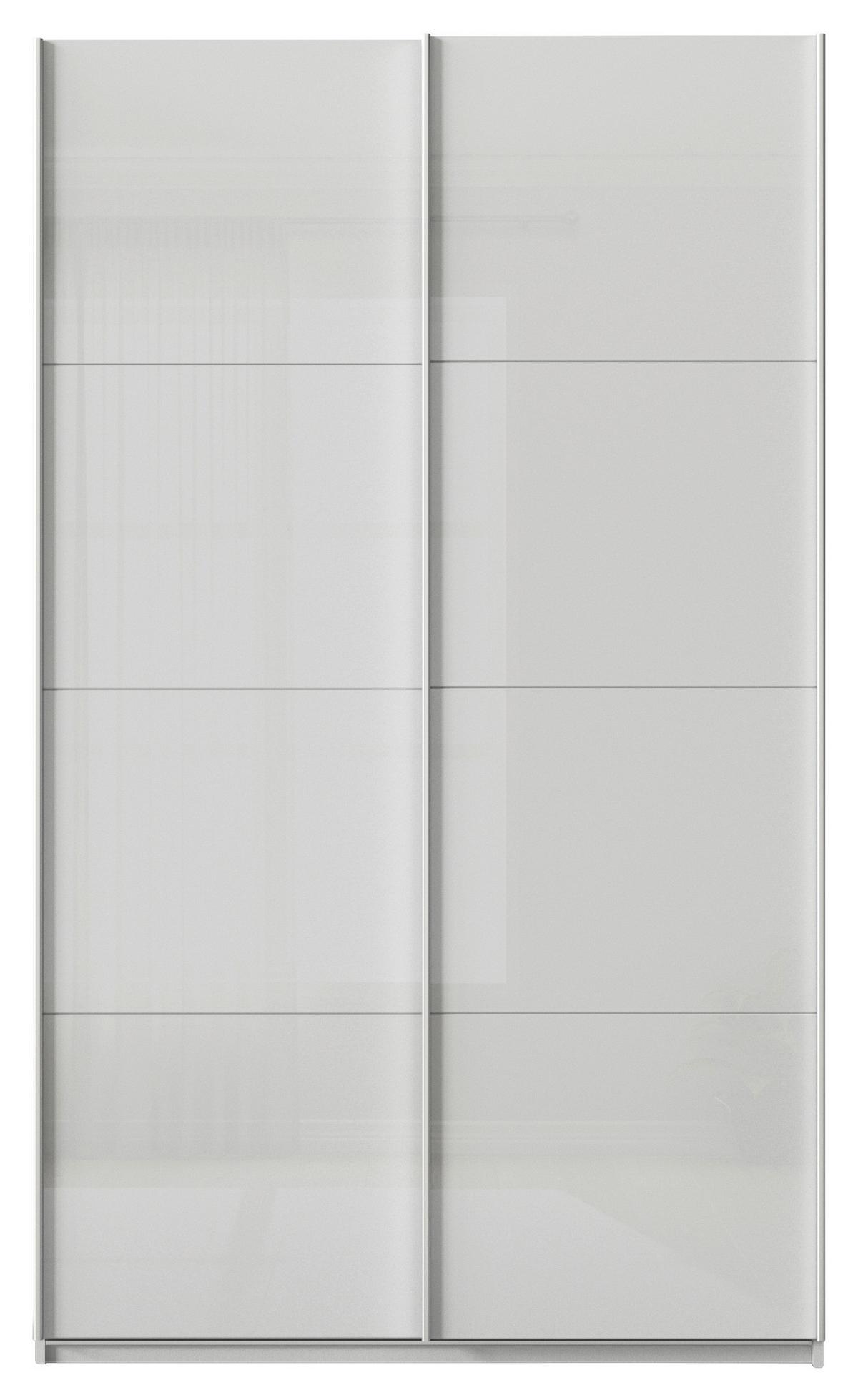 Tolóajtós Szekrény Feldkirch 136/229 Cm - világosszürke/magasfényű szürke, Modern, faalapú anyag/Üveg (136/229/62cm)