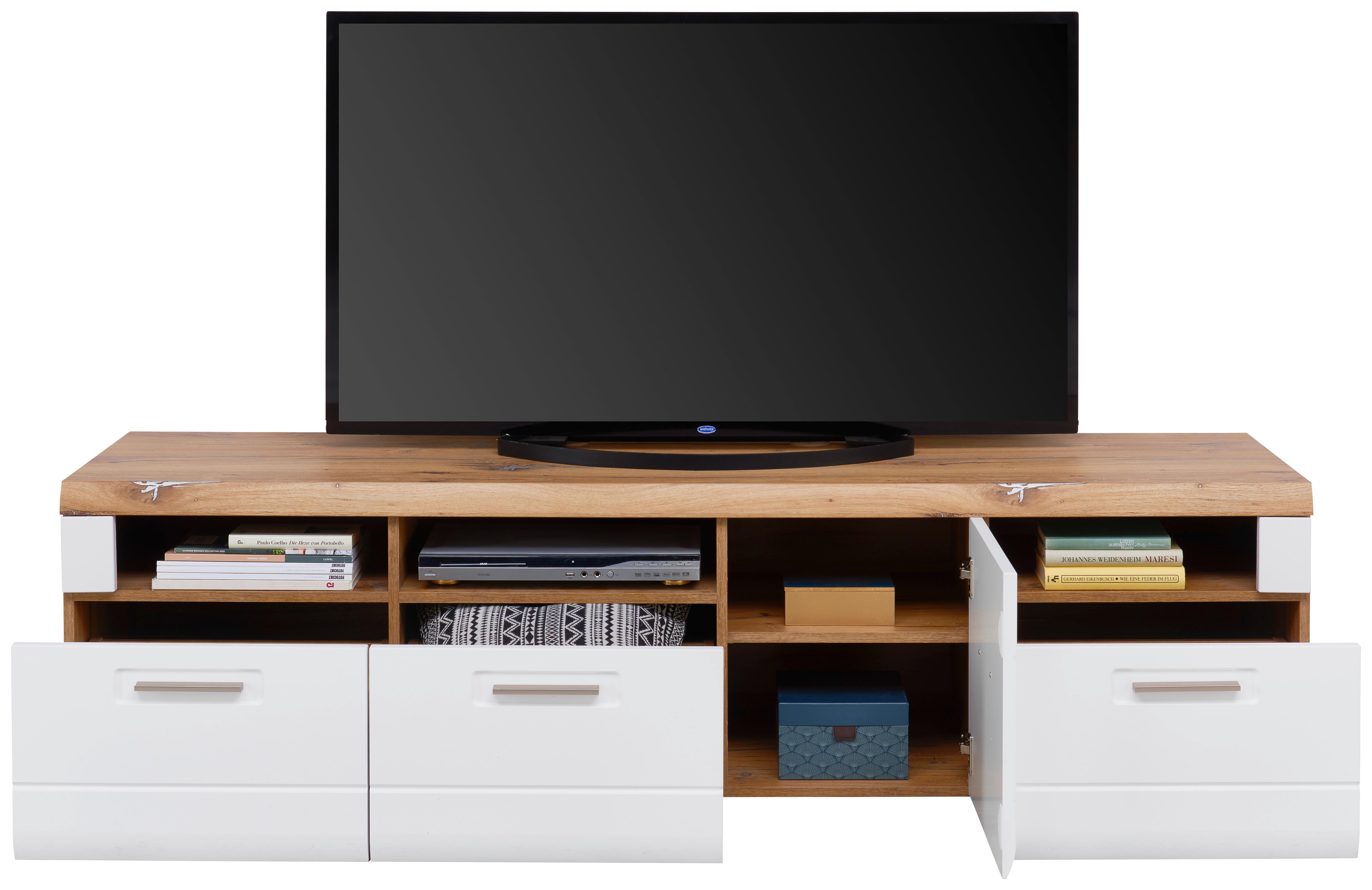 TV-Lowbaord Auris B: 190 cm Eiche Dekor / Weiß - Weiß, MODERN, Holzwerkstoff (190/49,5/49,6cm) - Luca Bessoni