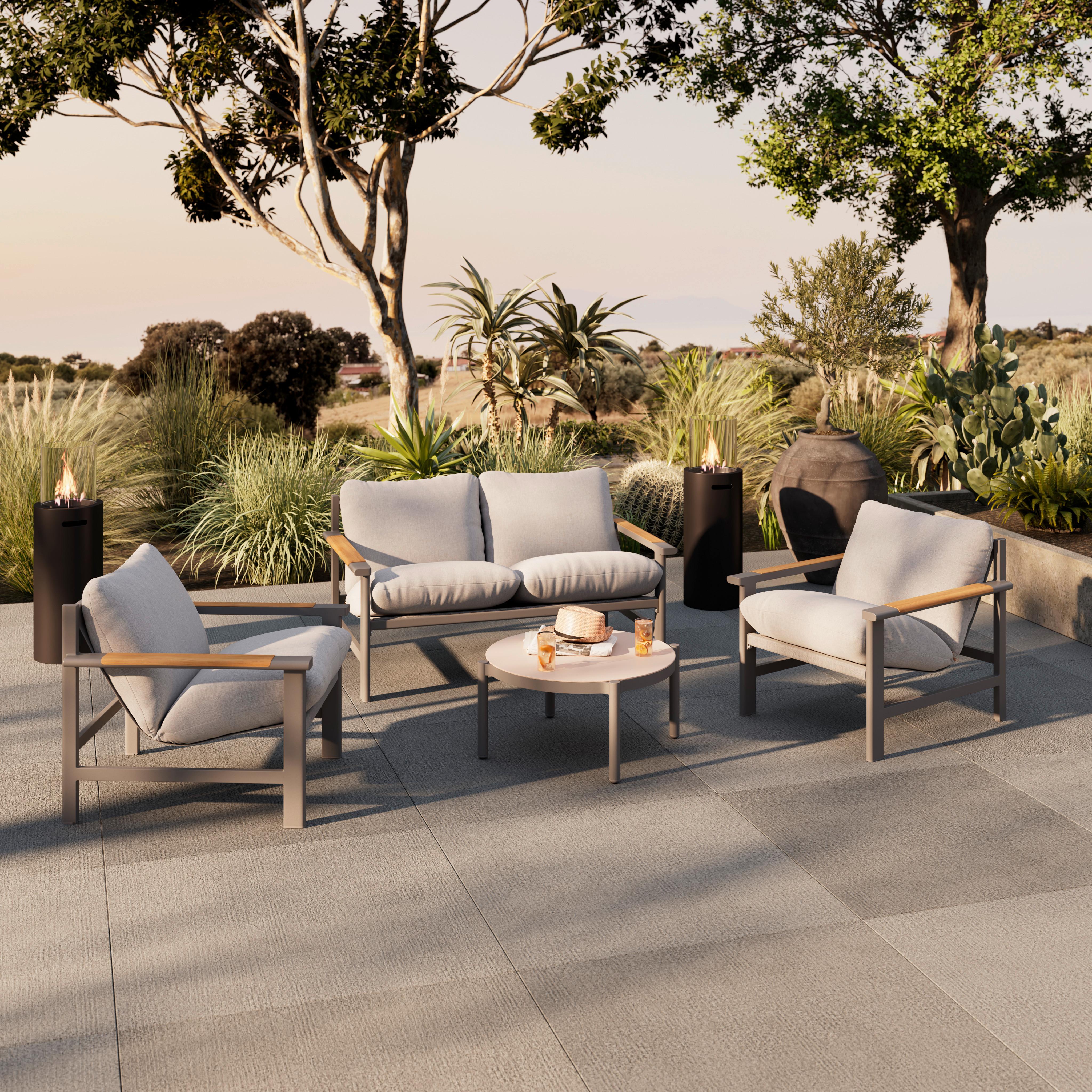 LOUNGEGARNITUR PRETORIA - Dunkelgrau/Beige, Basics, Glas/Textil - Beldano