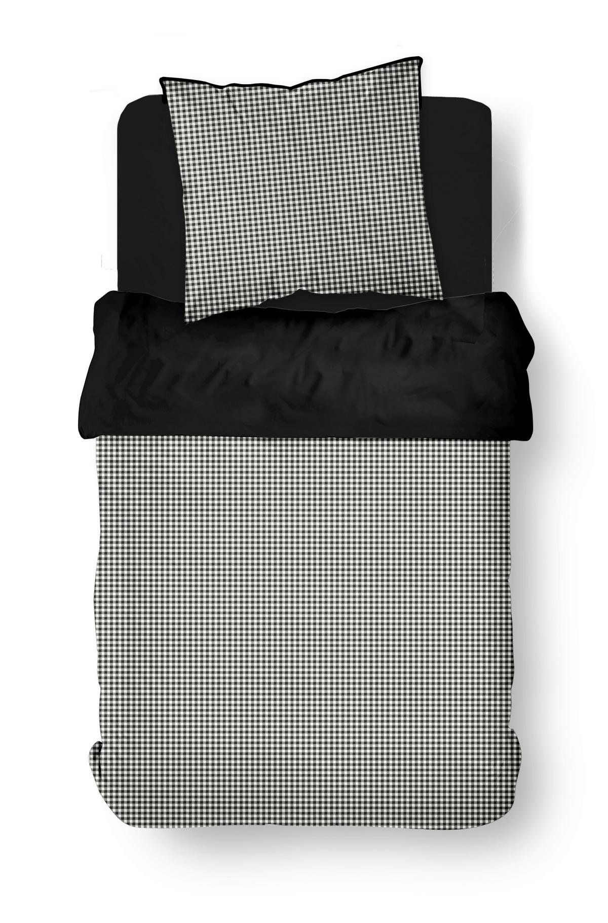 POSTEĽNÁ BIELIZEŇ VICHY - čierna/biela, textil (140/200cm)