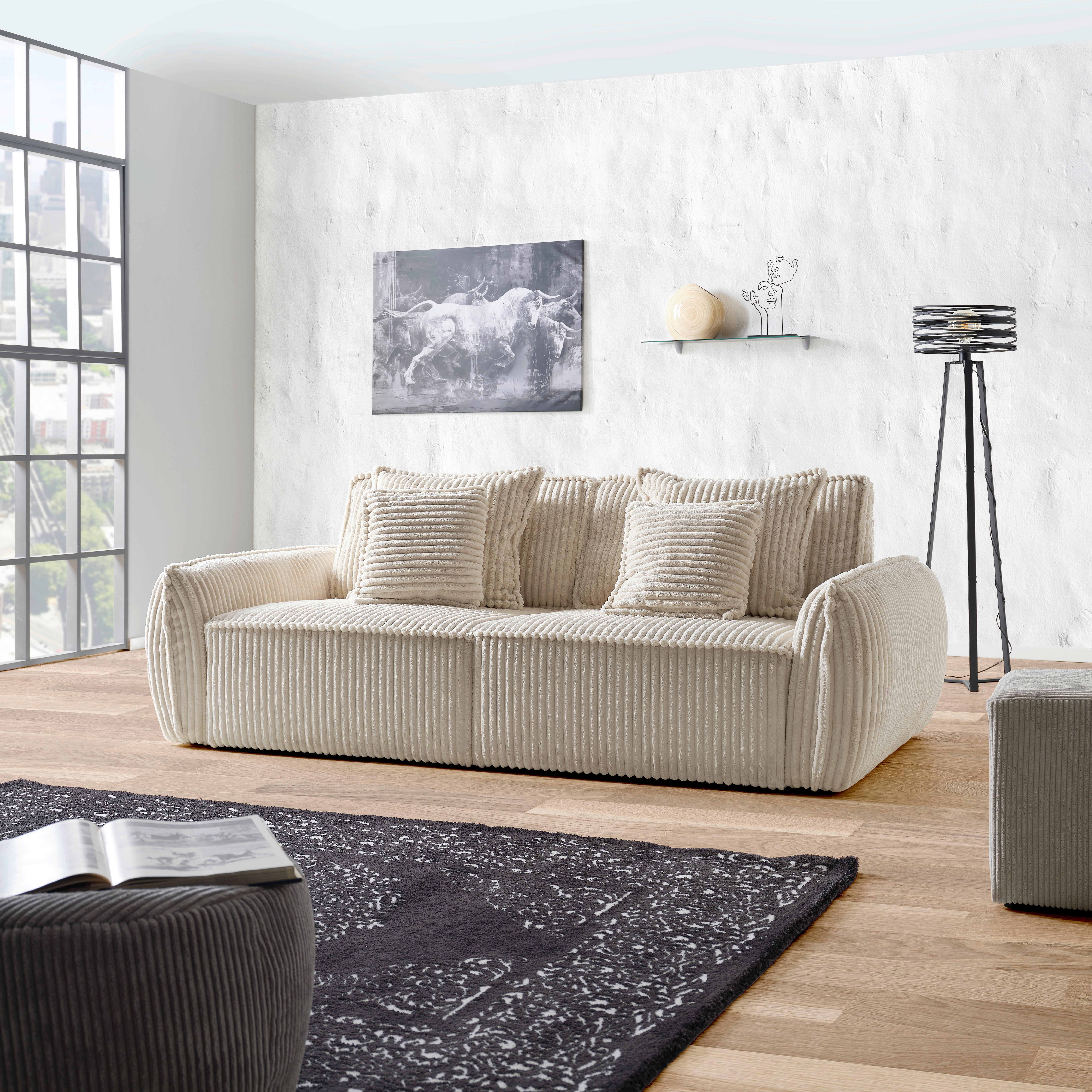 3-Sitzer-Sofa Corsico Beige - Beige/Schwarz, MODERN, Textil (235/87/114cm)