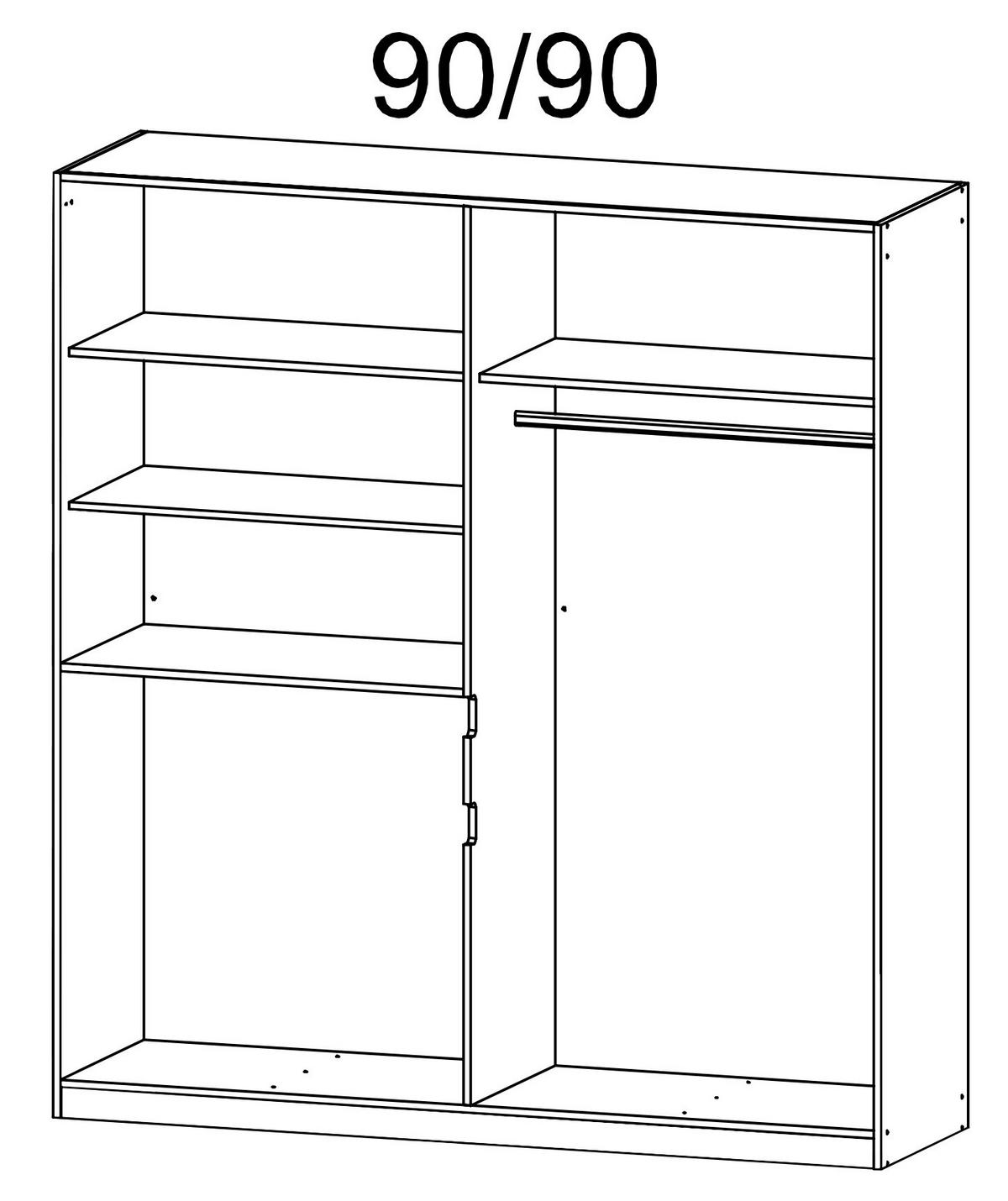 Skirňa s otočnými dverami biela/zrkadlo 181cm - biela, Design, kompozitné drevo/sklo (181/197/54cm) - Rauch Möbel