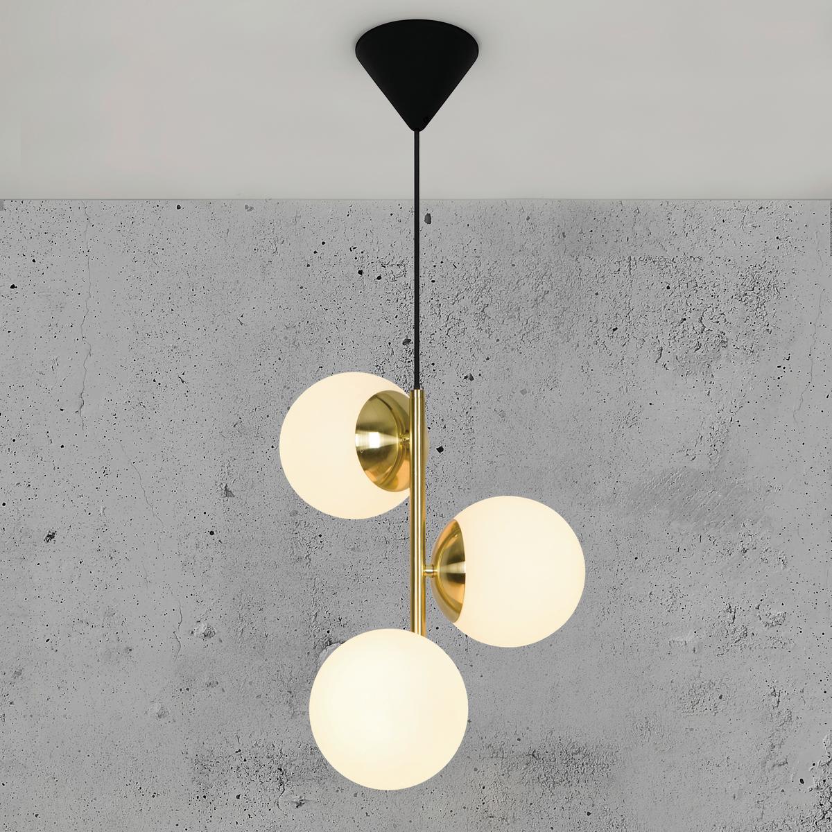 Hängeleuchte Lilly Weiß Messingfarben D: 15 cm - Messingfarben/Weiß, Design, Glas/Metall (15/36,5cm) - Nordlux