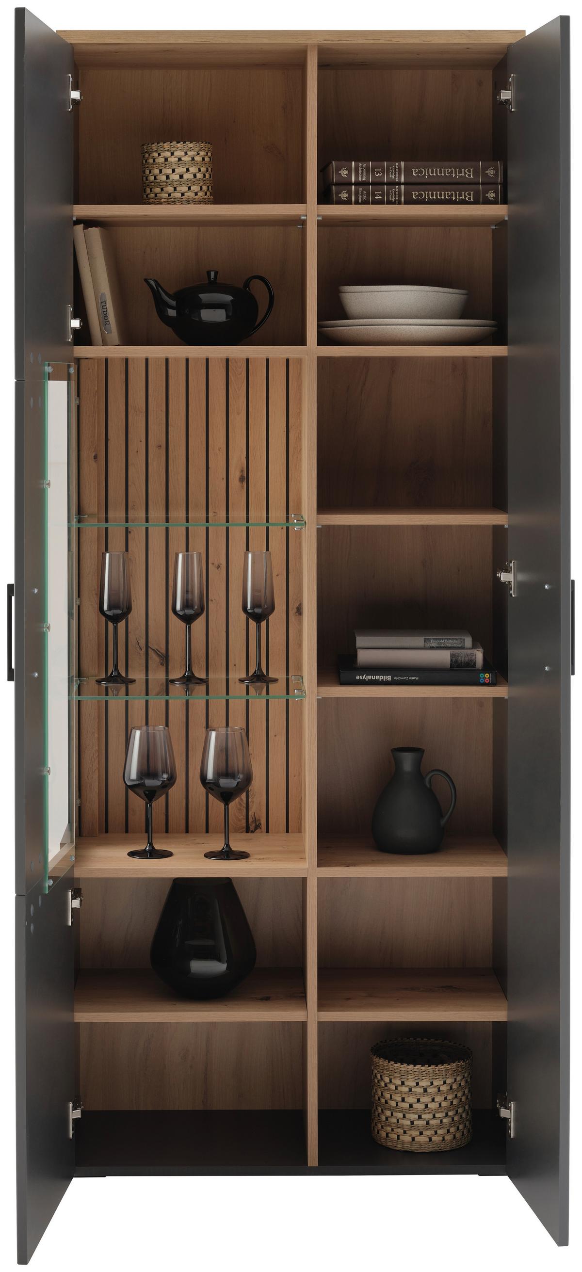 Vitrin Amare Amrv 03 - Modern, faalapú anyag/Üveg (76,3/192/35cm)