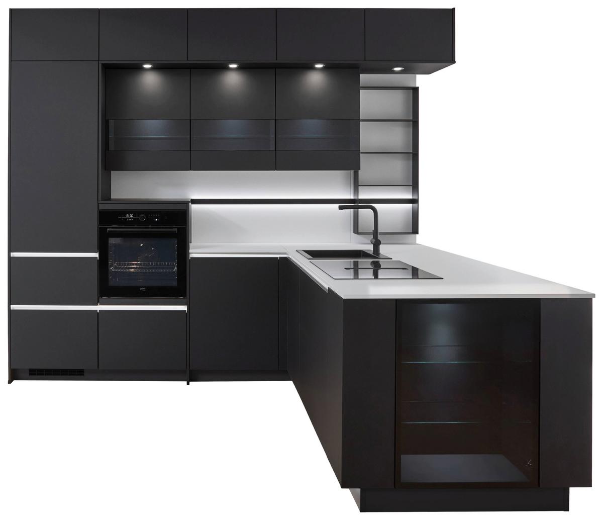 Eckküche Eastbourne - Schieferfarben/Graphitfarben, MODERN, Holzwerkstoff (303,2/264,5cm) - Vertico