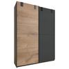 Schwebetürenschrank B: 135 cm Cardiff, Eiche Dekor/Graphit - Eichefarben/Graphitfarben, Basics, Holzwerkstoff (135/198/64cm) - MID.YOU