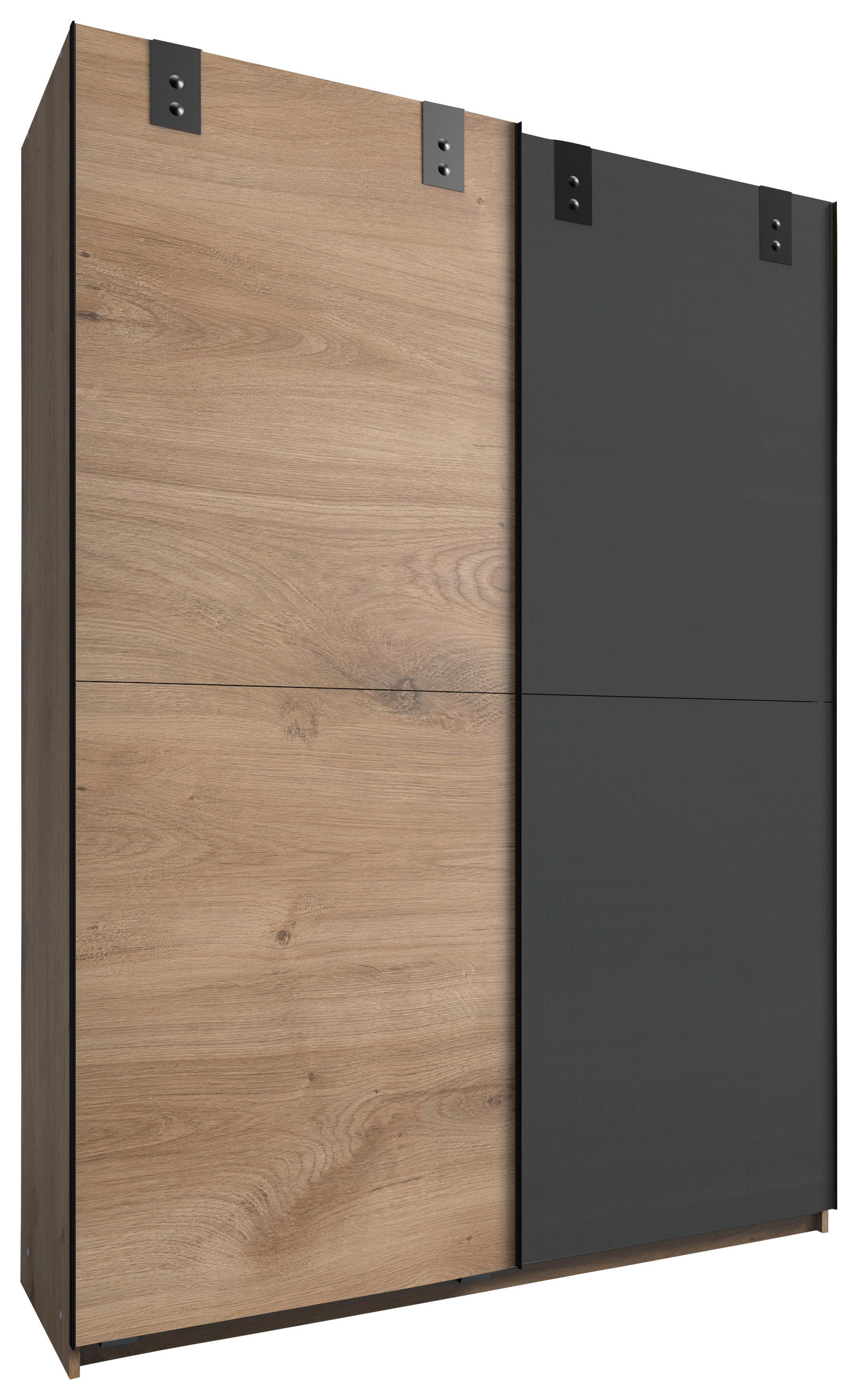 Schwebetürenschrank B: 135 cm Cardiff, Eiche Dekor/Graphit