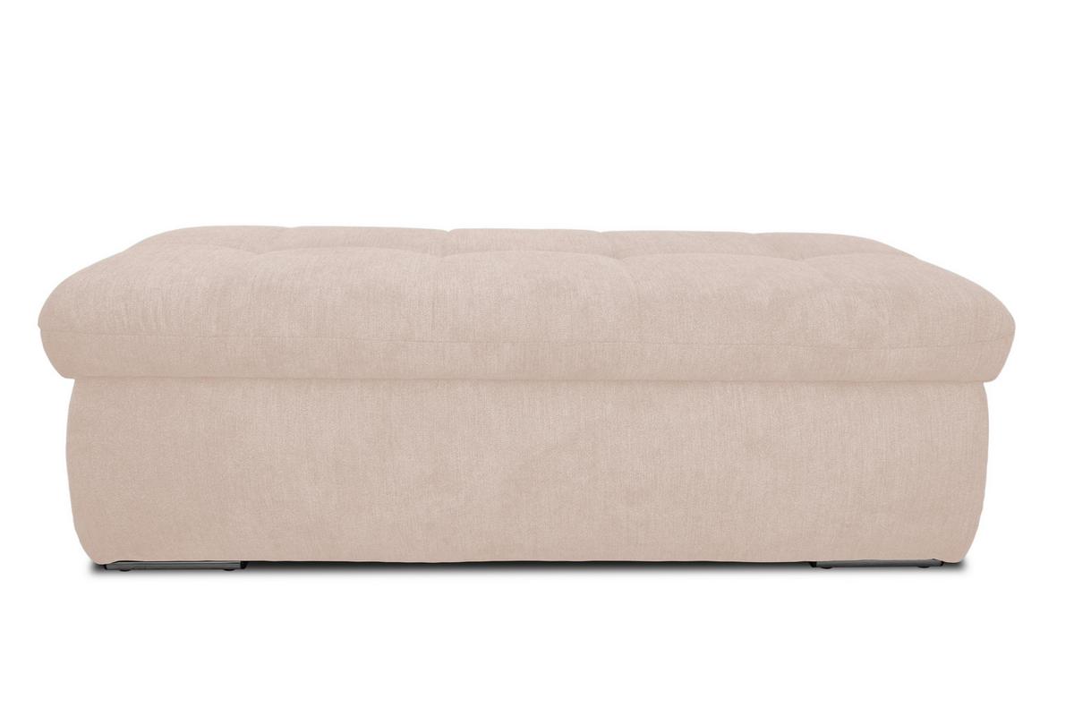 Hockerbank Moric Mikrofaser Beige H: 43 Cm Inkl. Stauraum - Chromfarben/Beige, KONVENTIONELL, Textil (136/43/64cm) - MID.YOU