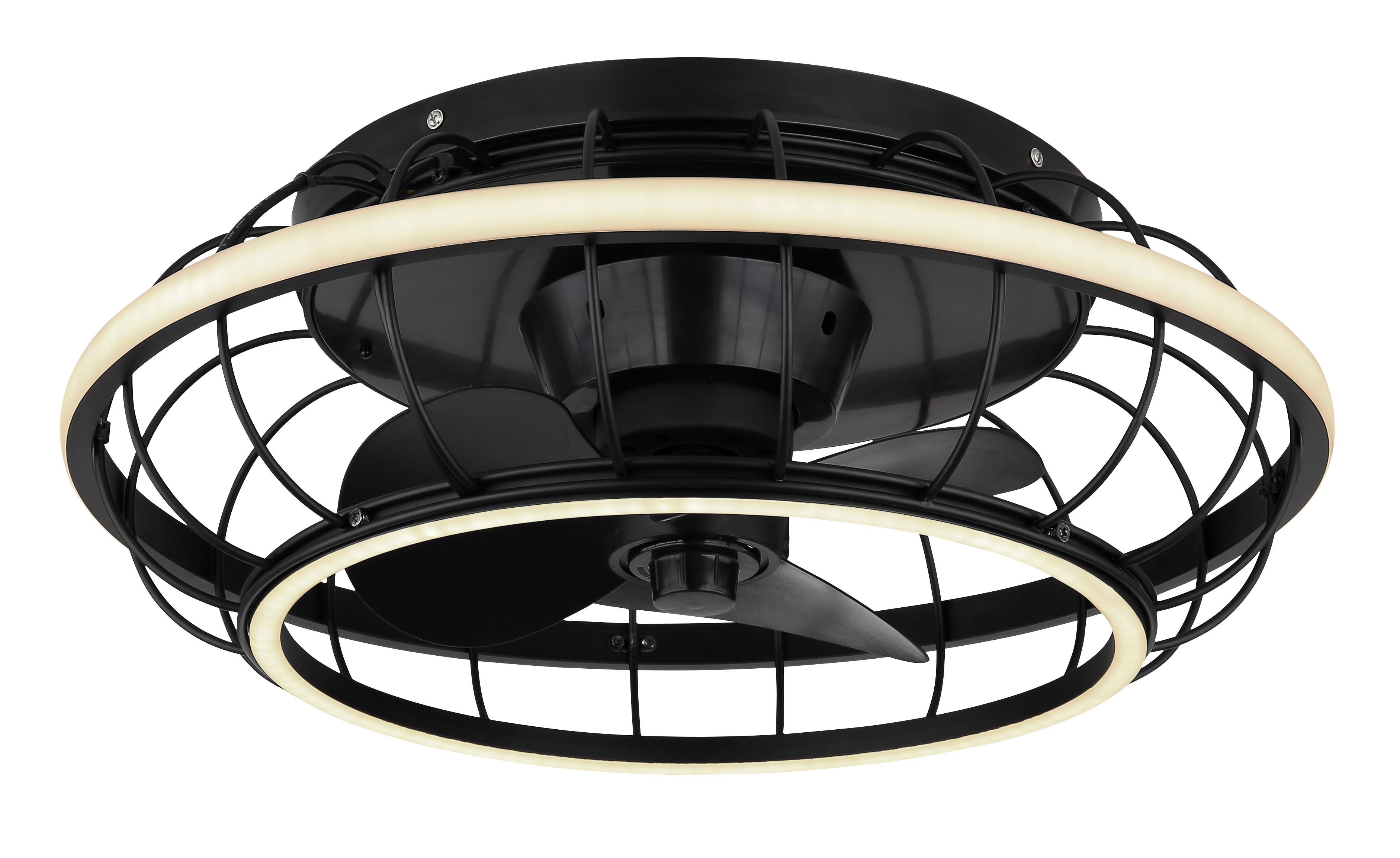 Deckenventilator 03637 - Opal/Schwarz, Design, Kunststoff/Metall (50/18cm) - Globo