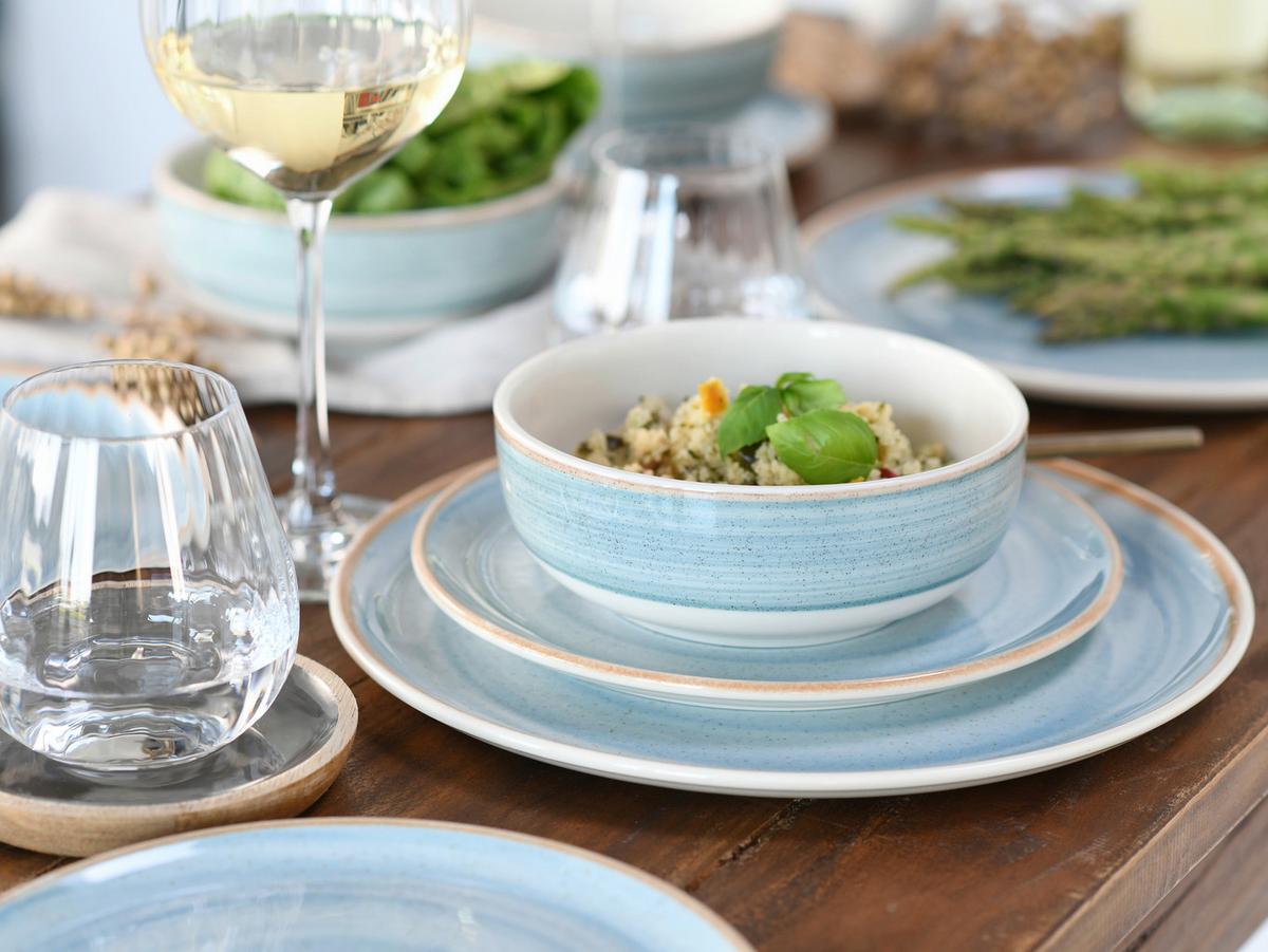 Taflservice Steinzeug 12 -Teilig. Creme/Azurblau - Azurblau/Creme, Basics, Keramik - Creatable