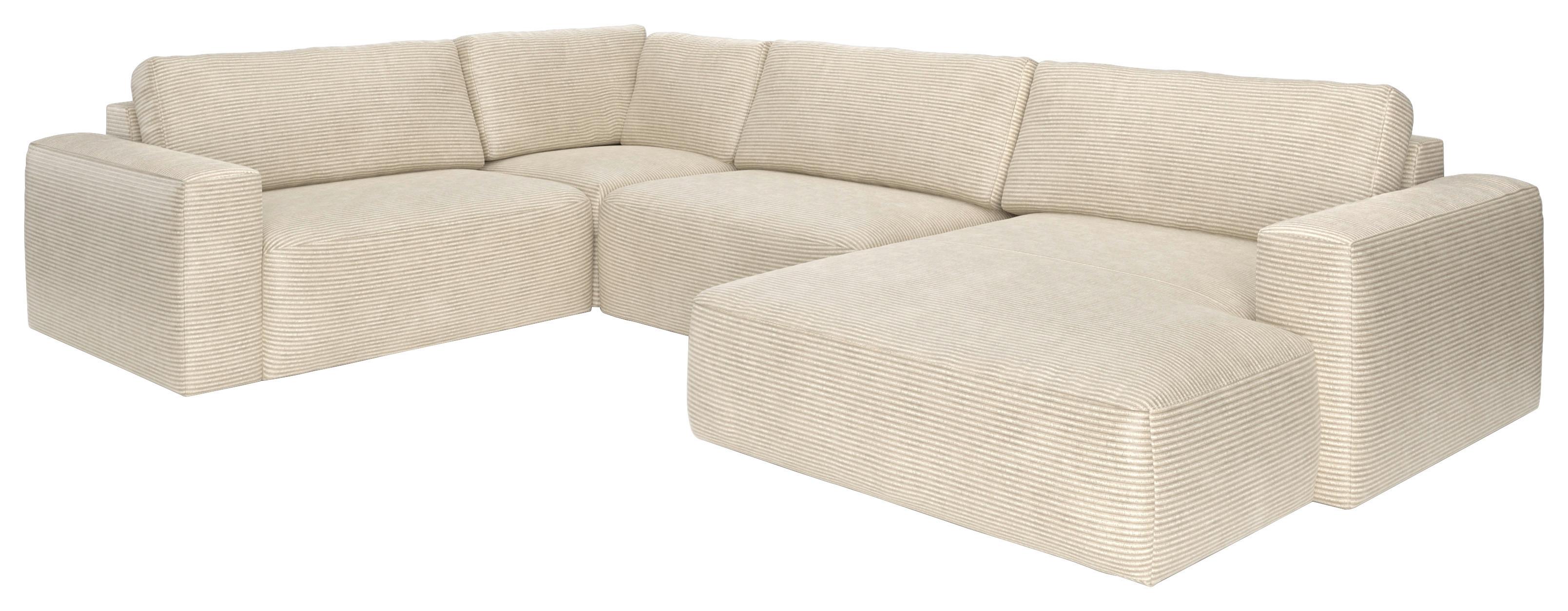 Sedací souprava LASSO, levá, béžový manšestr - černá/béžová, Lifestyle, textil (249/367/175cm)