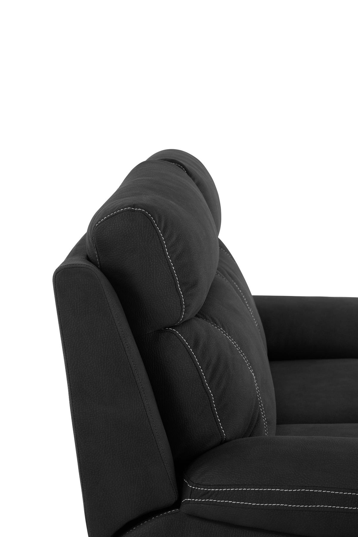 Dvojmiestna pohovka EMBER, čierna, s relaxačnou funkciou - čierna, Basics, kov/drevo (178/103/96cm) - Livetastic