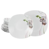 Tafelservice Square Orchidee 12-Tlg., Rosa, Weiß - Rosa/Weiß, Trend, Keramik - Creatable