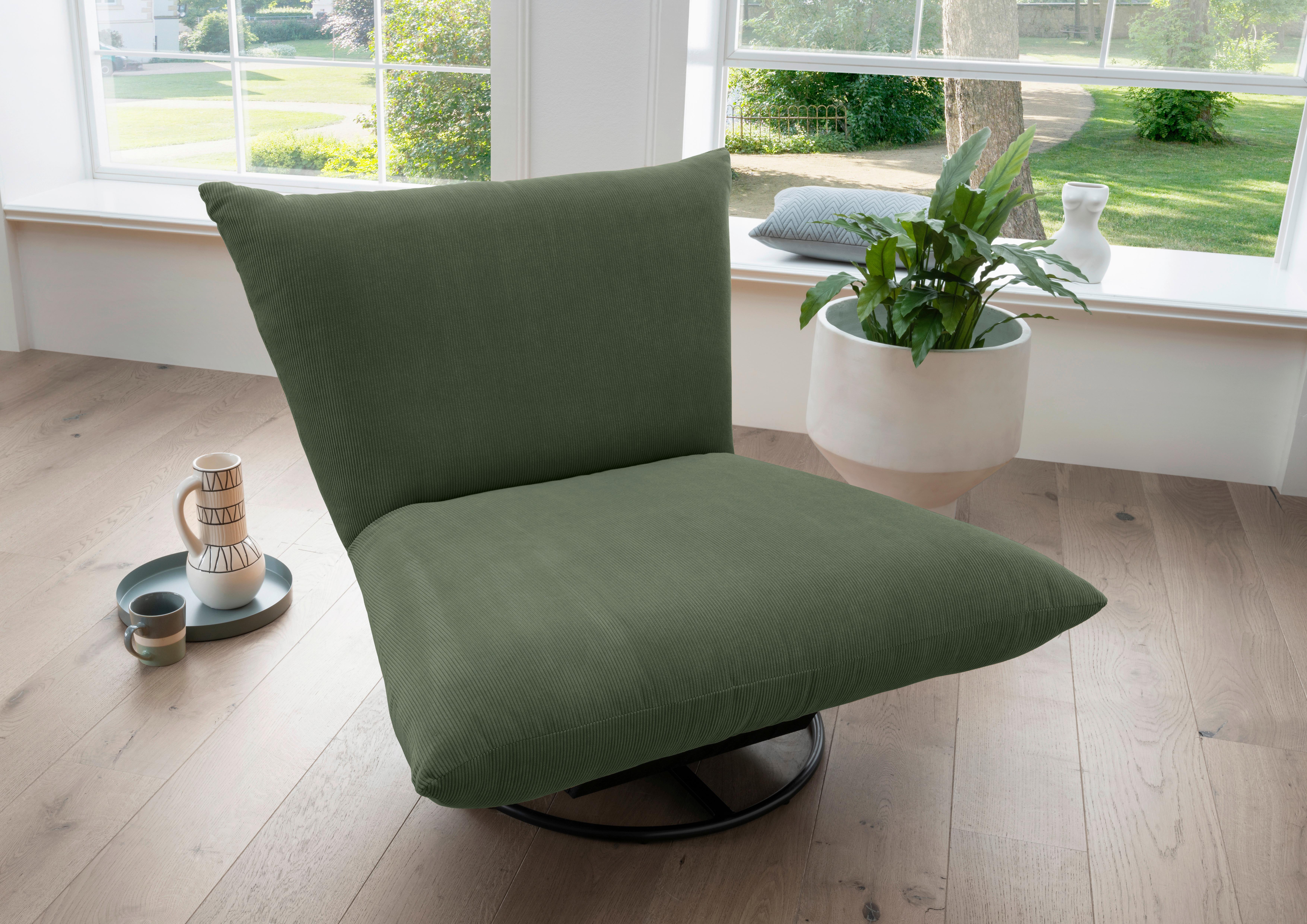 Relaxsessel Cremona Olivgrün B: 100 cm - Schwarz/Olivgrün, Design, Textil (100/78/96cm) - Livetastic