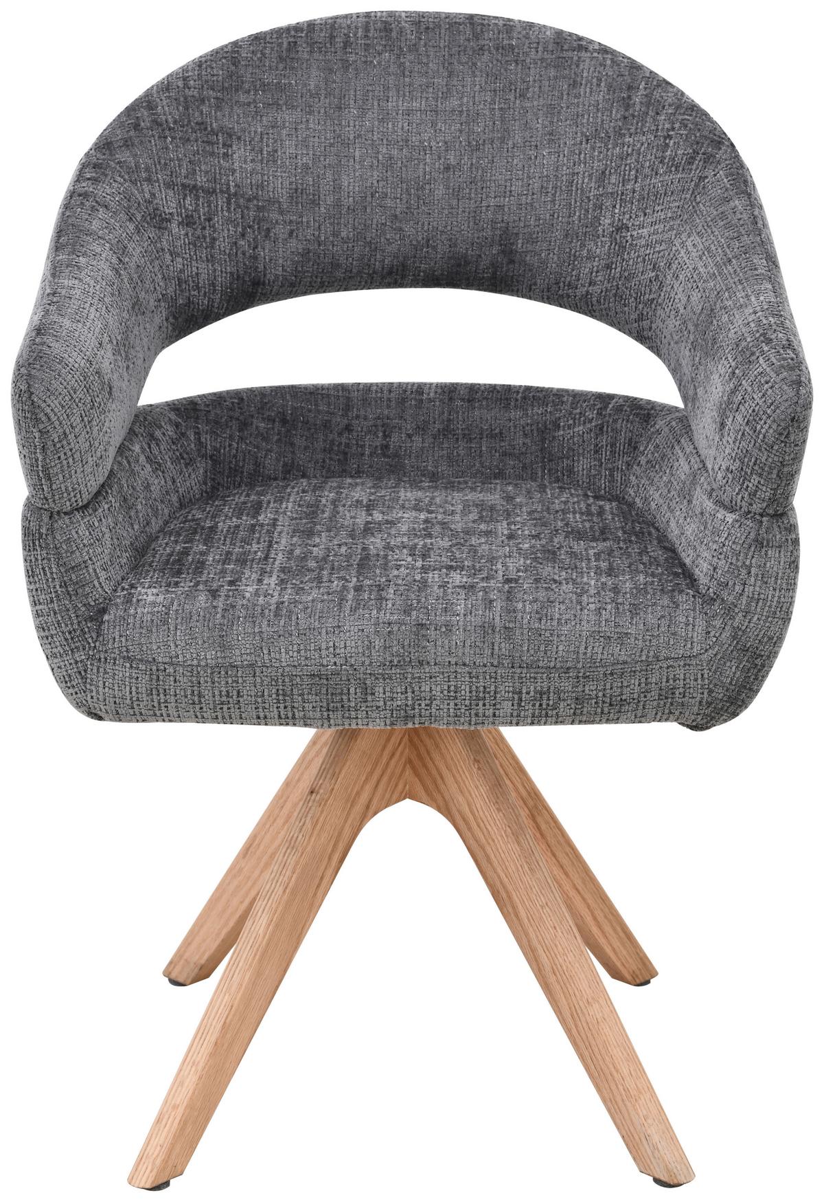 Armlehnstuhl Cleo Grau/Eichefarben B: 58 cm - Eichefarben/Grau, MODERN, Holz/Textil (58/85/62cm) - Livetastic