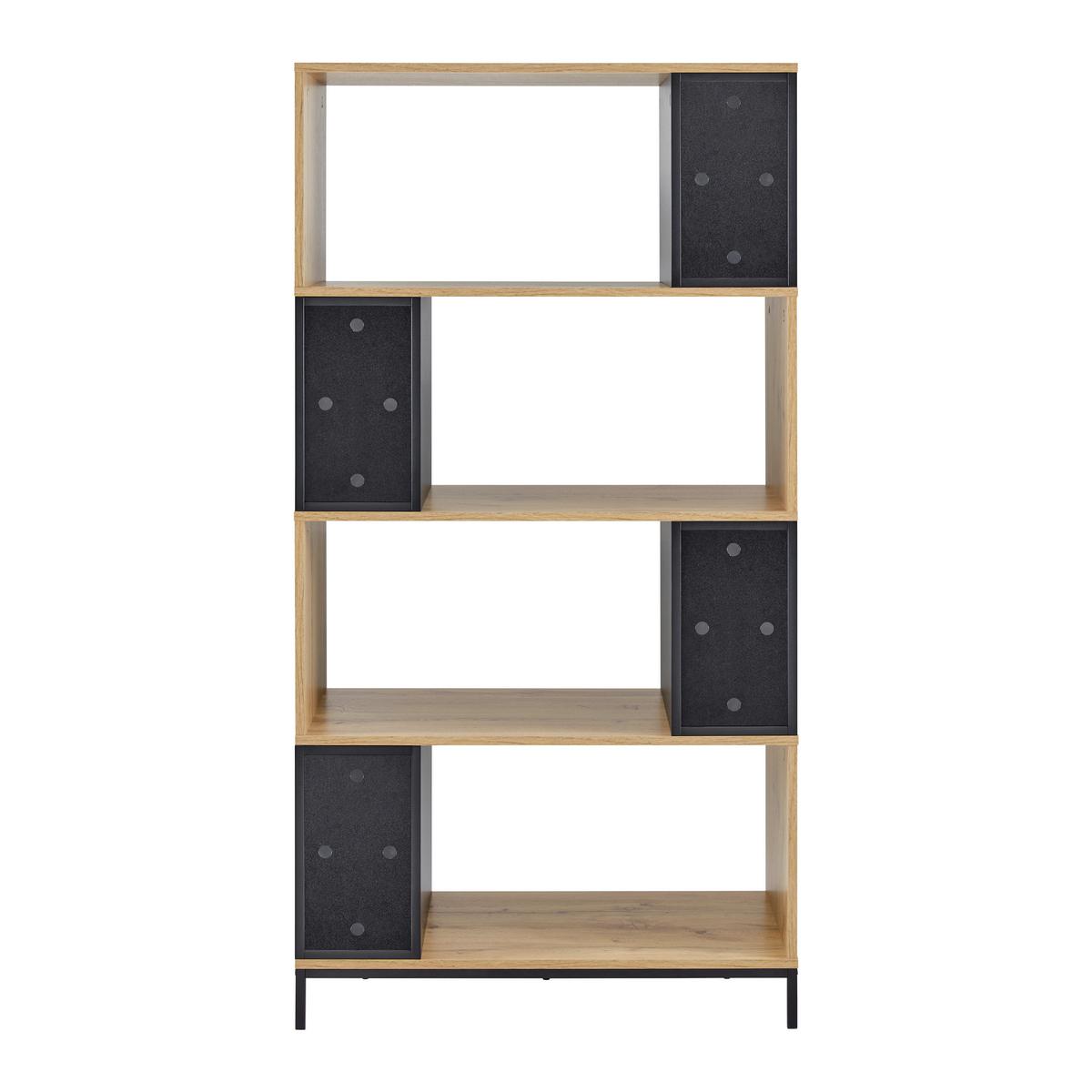 Regál MEGY - čierna/farba duba, Modern, kov (80/158/40cm) - Bessagi Home