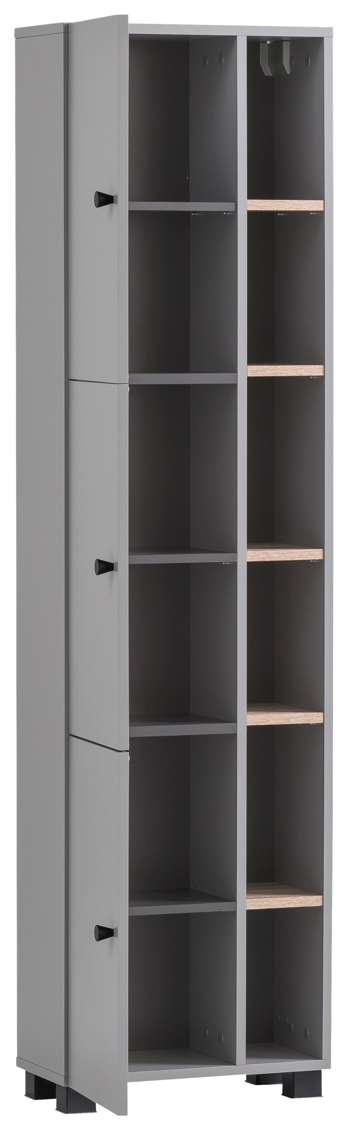 Hochschrank Balto - Wildeiche/Schwarz, MODERN, Holzwerkstoff (45/168/23,4cm) - MID.YOU