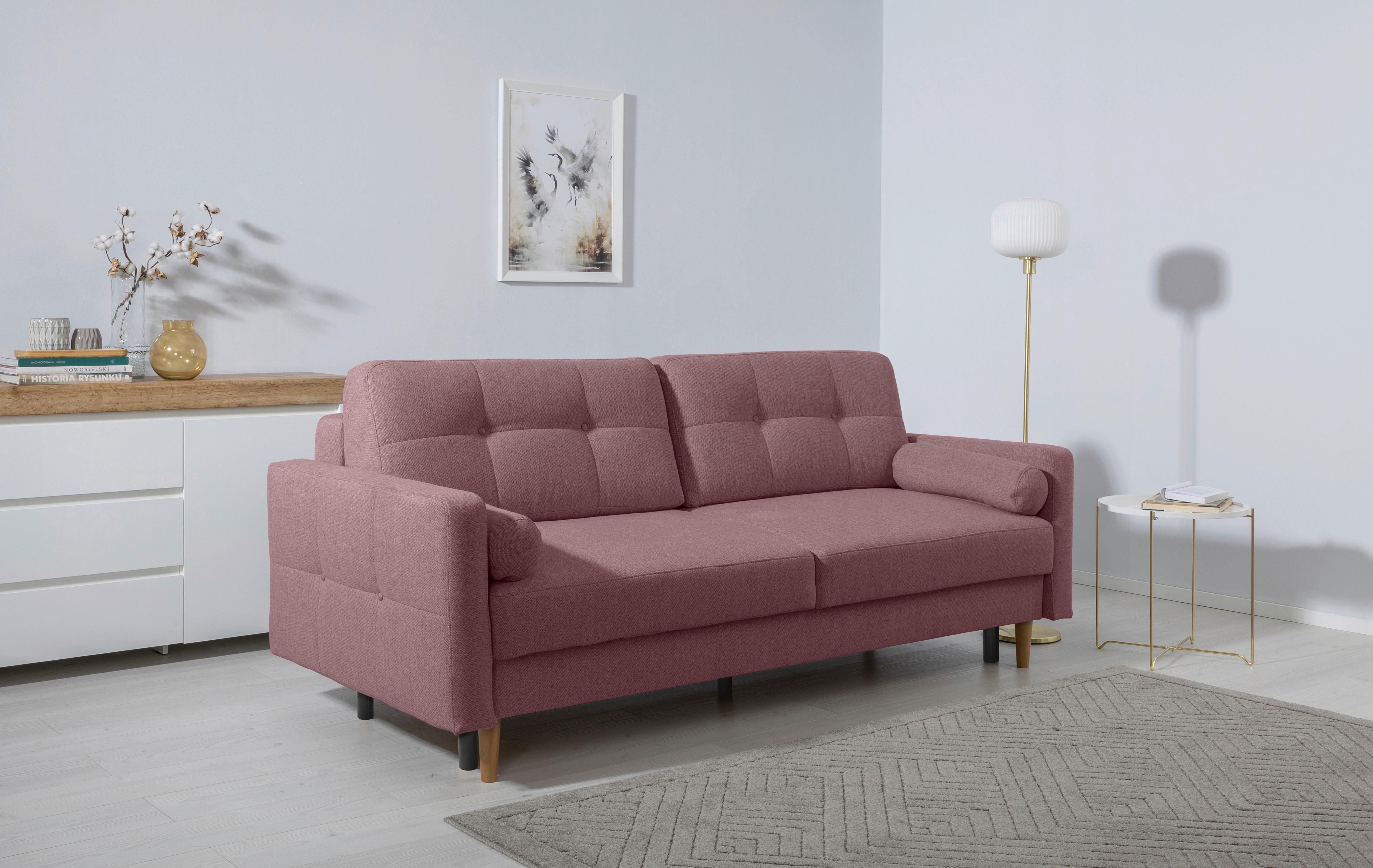 Schlafsofa Noret, Beere B: 222 Cm - Beere/Buchefarben, Design, Textil (222/93/99cm) - MID.YOU