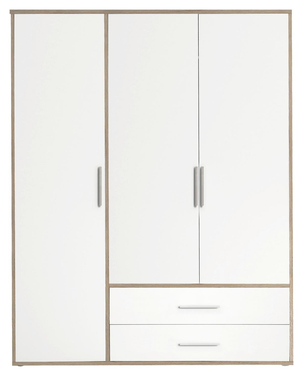Kleiderschrank Lembo - Weiß/Eiche San Remo, KONVENTIONELL, Holzwerkstoff (155/195/60cm)
