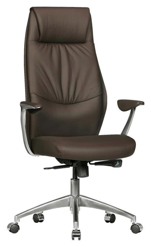 Kancelárska stolička OXFORD 1 koža hnedá - hnedá/strieborná, Modern, kov/plast (67/117/58cm) - MID.YOU