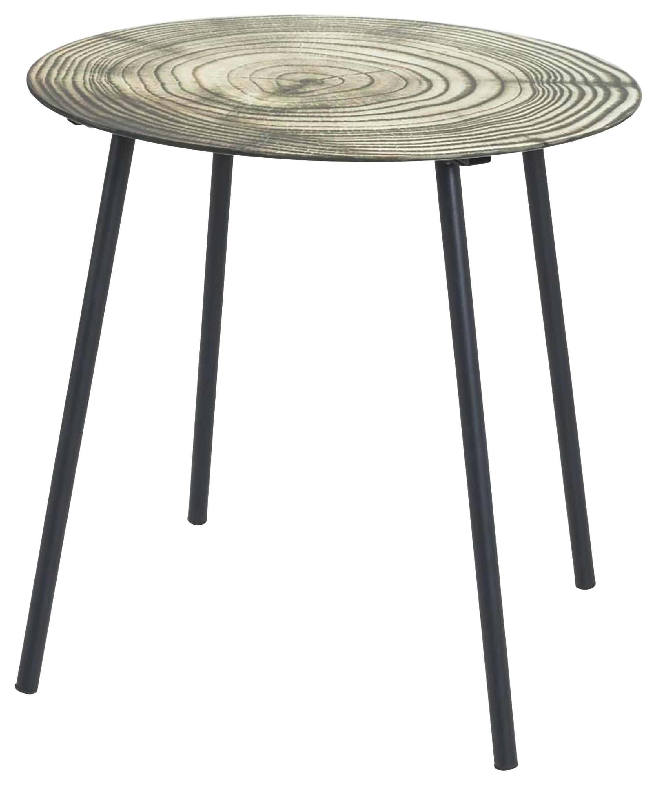 Kisasztal Ring 40 Natur - Világosbarna/Fekete, modern, Üveg/Fém (40/41cm)