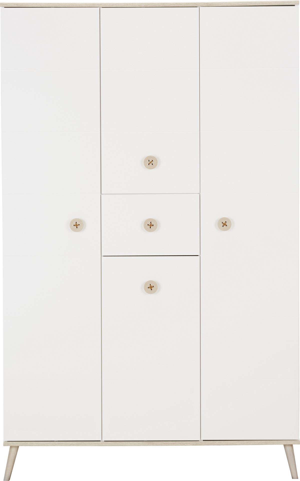 Nyílóajtós Szekrény Billund 125/202 Cm - tölgyfa színű/fehér, Modern, faalapú anyag/fa (125/202/55cm) - MID.YOU