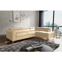 Ecksofa Mondo, Beige S: 286x208 Cm - Chromfarben/Beige, Design, Leder/Textil (286/208cm) - Livetastic