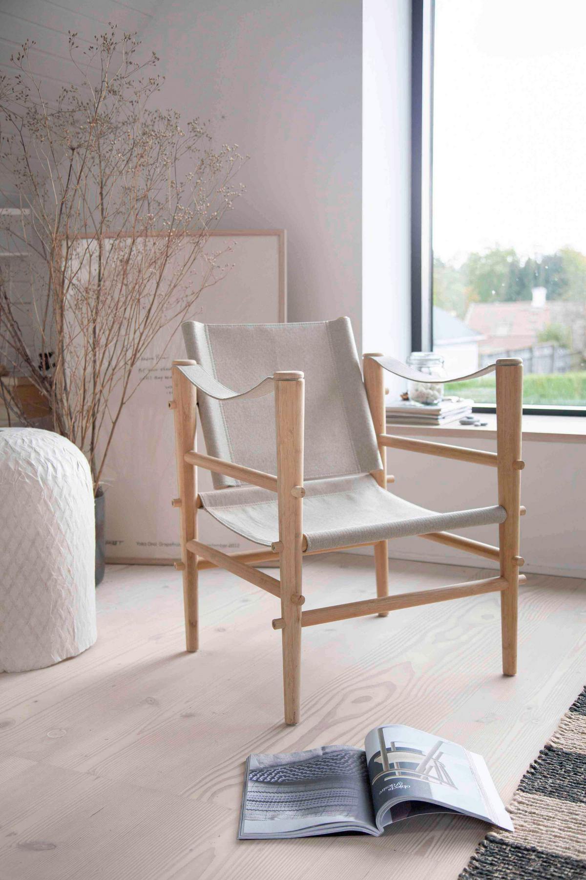 Loungesessel Safari aus Bambus - Beige/Naturfarben, Design, Holz (59/79/61cm) - MID.YOU