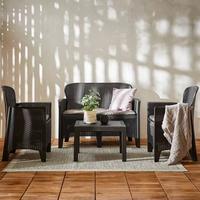 Gartengarnitur Jungle - Anthrazit/Hellgrau, Basics, Kunststoff