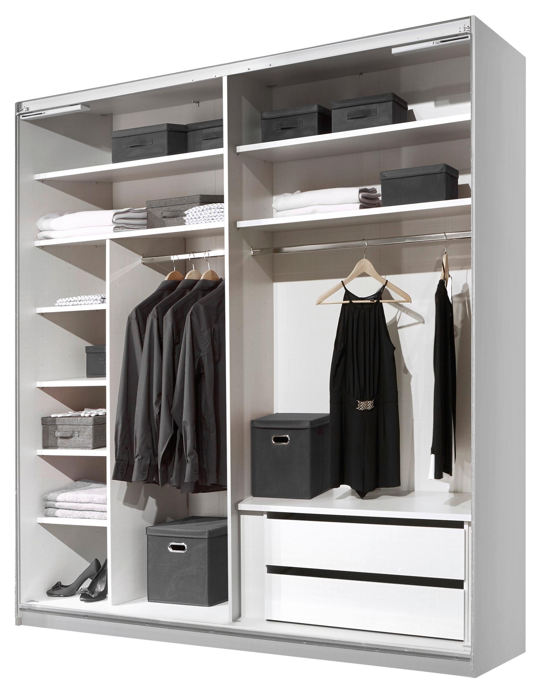 Schwebetürenschrank 188cm Includo, Weiß/grau - Weiß/Grau, MODERN, Holzwerkstoff (188/222/68cm) - MID.YOU