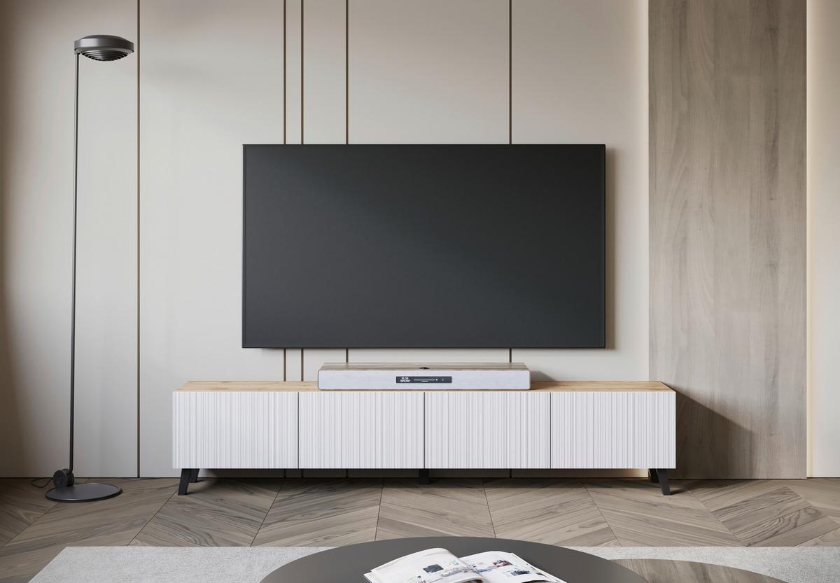 NÍZKÁ KOMODA PHUKET 190 - bílá/černá, Trend, kompozitní dřevo/plast (190/40/32cm) - Livetastic
