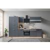 Küchenzeile Economy mit Geräten 310 cm Grau/Eiche Dekor Modern - Eichefarben/Grau, Basics, Holzwerkstoff (310cm) - Respekta