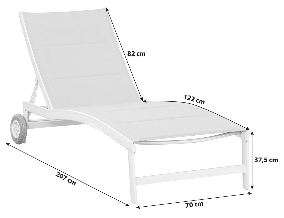 Gartenliege San Marino Metall/ Textil verstellbar mit Räder - Silberfarben/Grau, KONVENTIONELL, Textil/Metall (70/37,5/207cm) - Gardenson