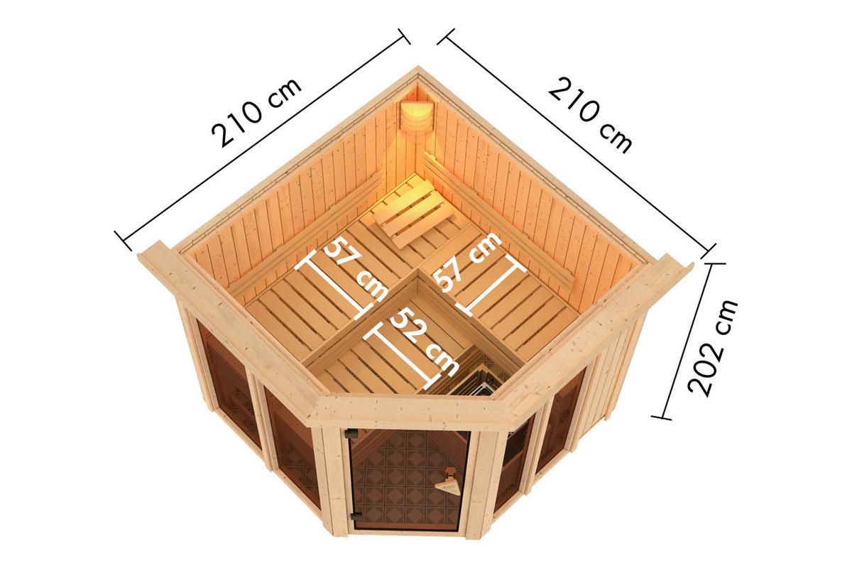 Sauna Kea 1 210/202/210 Cm - Fichtefarben, Basics, Holz (210/202/210cm)