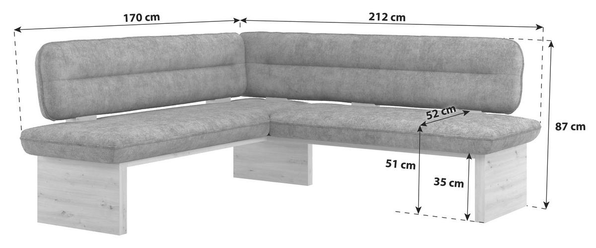 Eckbank Beluna Ii Webstoff Grau, B: 170cm - Eichefarben/Grau, KONVENTIONELL, Holz/Textil (170/212cm) - James Wood