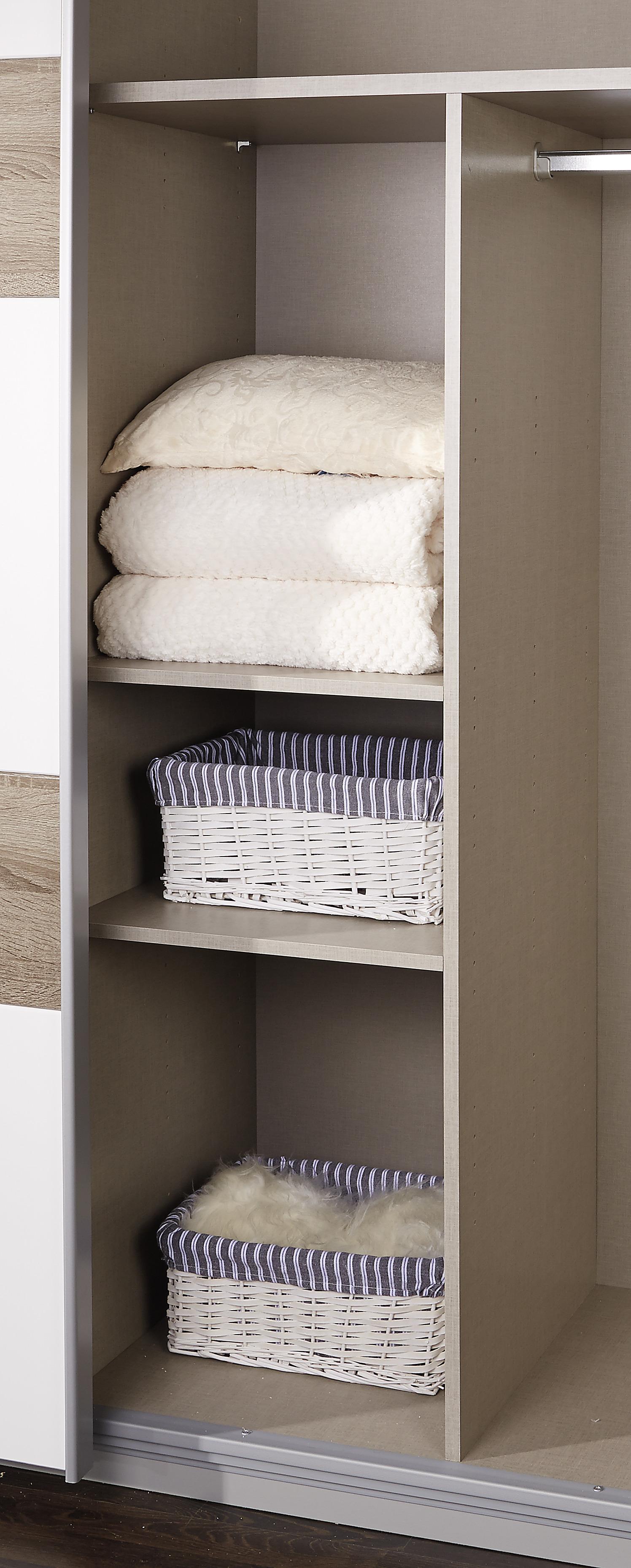 Inneneinteilung Kleiderschrank Universal Grau + Kleiderstange - Grau, Holz (88/147/48cm)