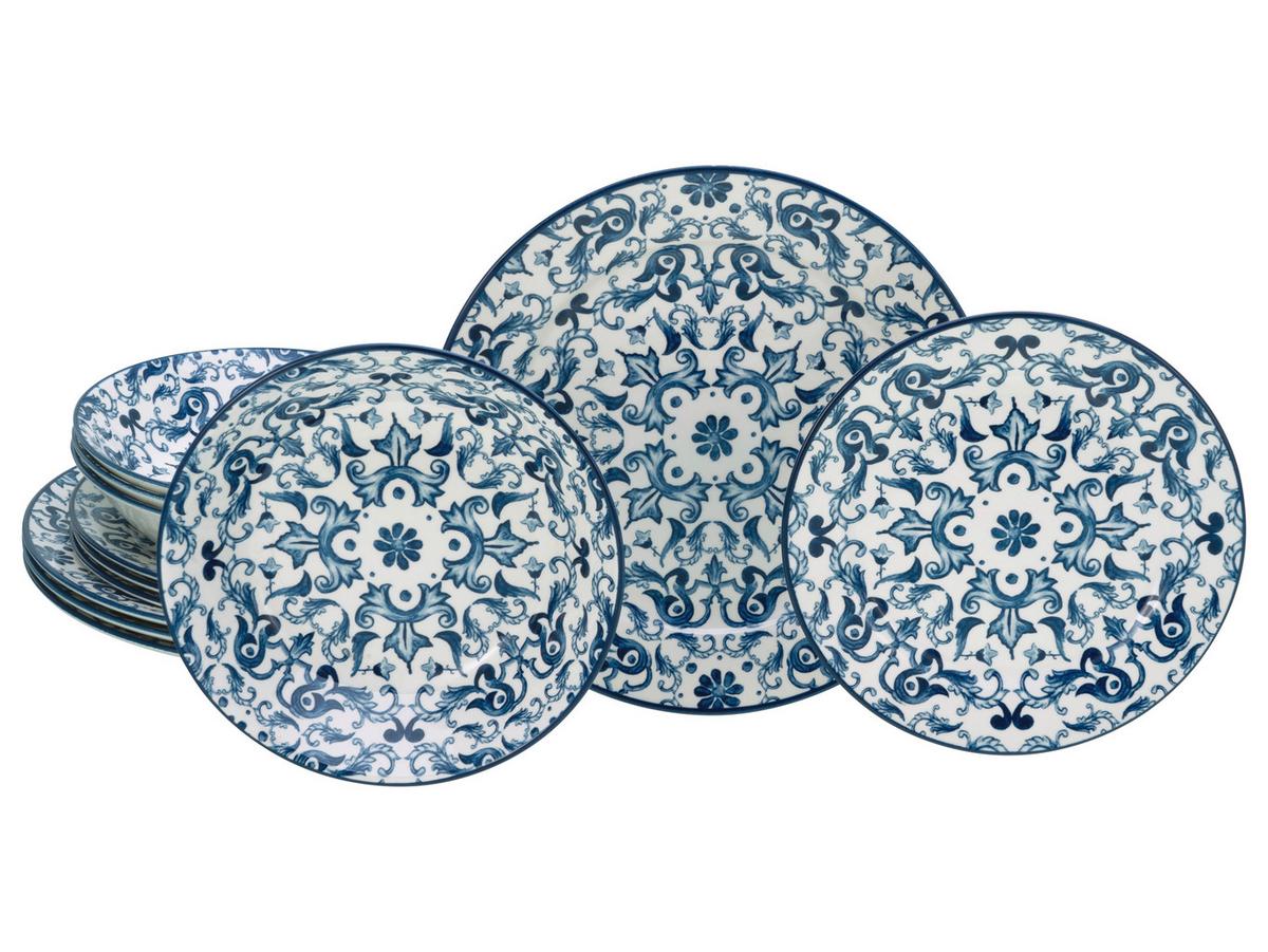 Tafelservice Fresco Blau Blau, Weiß L: 30 cm - Blau/Weiß, Basics, Keramik (30/30/25cm) - Creatable