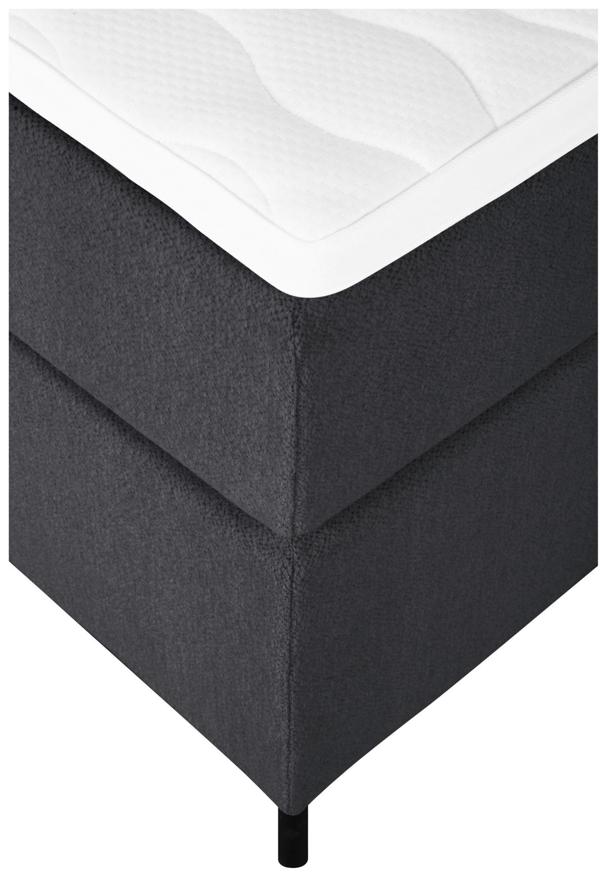 Boxspringbett mit Topper 160x200 cm  Linz, Schwarz - Schwarz, MODERN, Textil (160/200cm) - MID.YOU
