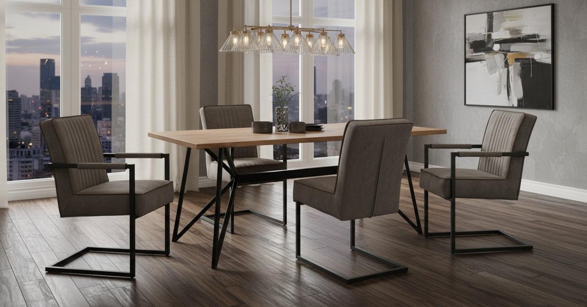 Schwingstuhl Julina Textil Taupe, B: 51,5 cm - Taupe/Schwarz, KONVENTIONELL, Textil/Metall (51,5/92/70cm) - MID.YOU