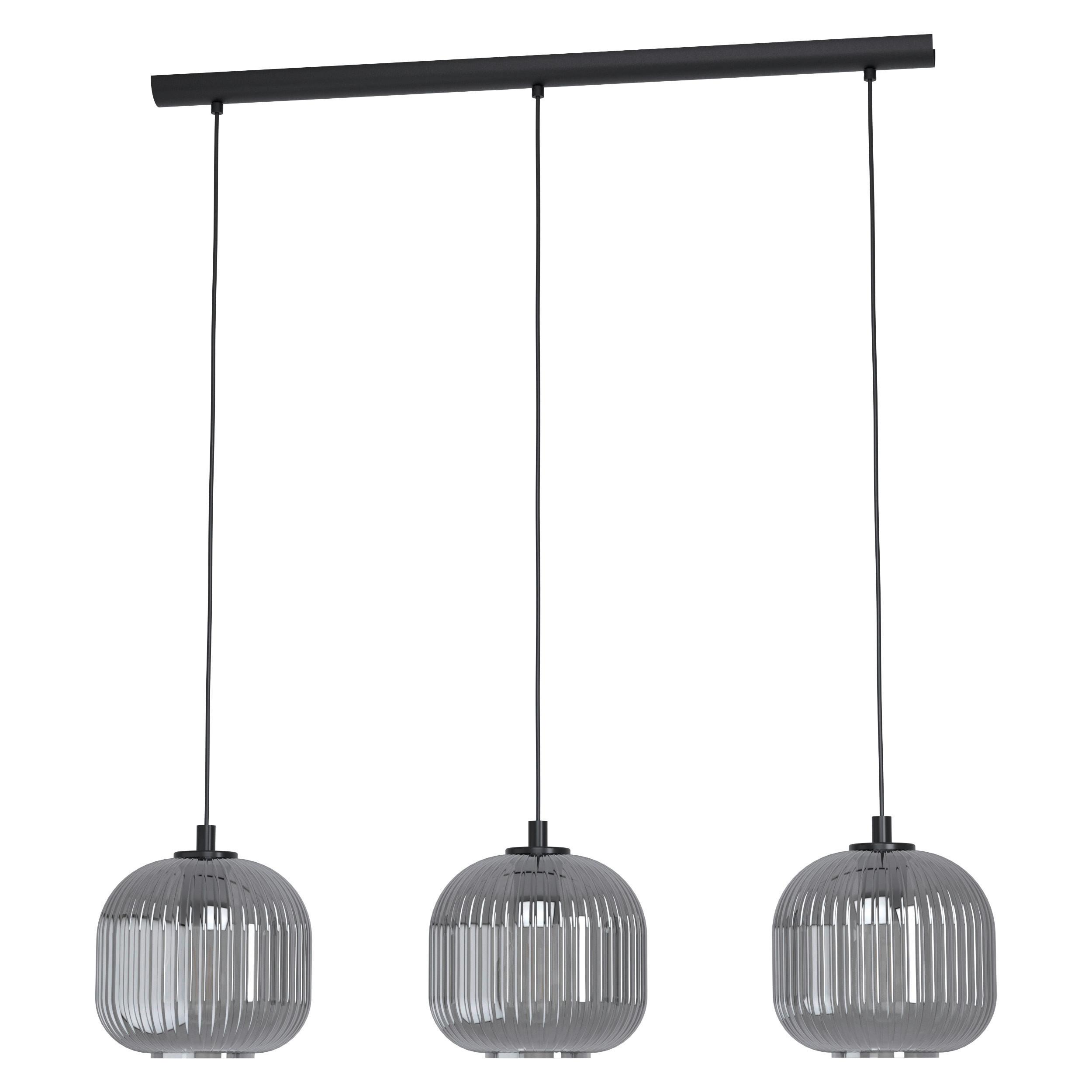 Hängeleuchte Mantunalle H: 110 cm 3-Flammig - Schwarz, Design, Glas/Metall (20/110/120cm) - Eglo