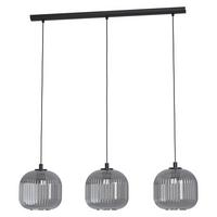 Hängeleuchte Mantunalle H: 110 cm 3-Flammig - Schwarz, Design, Glas/Metall (20/110/120cm) - Eglo