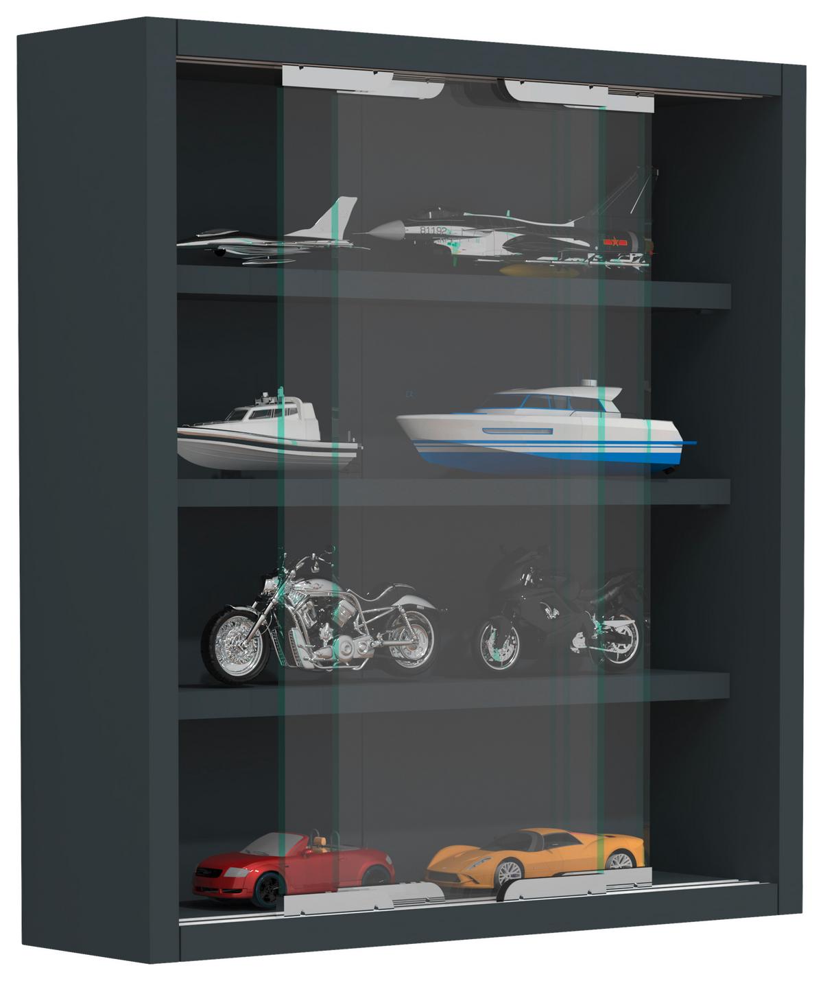 Hängevitrine Agisa S B: 37 cm Anthrazit - Anthrazit, MODERN, Glas/Holzwerkstoff (37/40/10cm) - MID.YOU