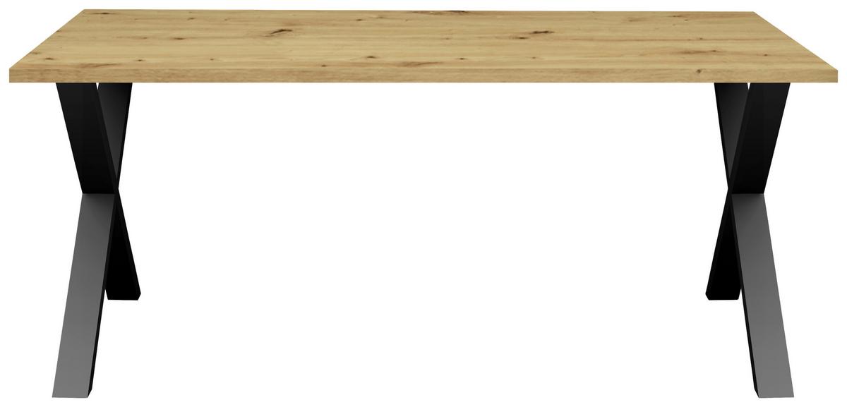 Esstisch Alex Schwarz, Eichefarben - Eichefarben/Schwarz, MODERN, Holzwerkstoff/Metall (160/90/78cm) - Livetastic