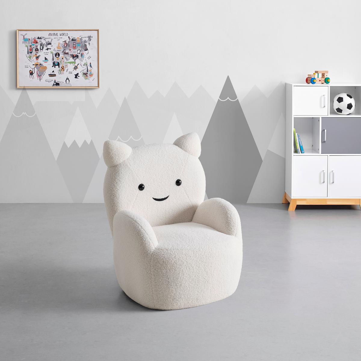 Křeslo KITTI, bílá tkanina TEDDY - bílá, Romantický / Rustikální, dřevo/textil (59/40/72cm) - Prenneis